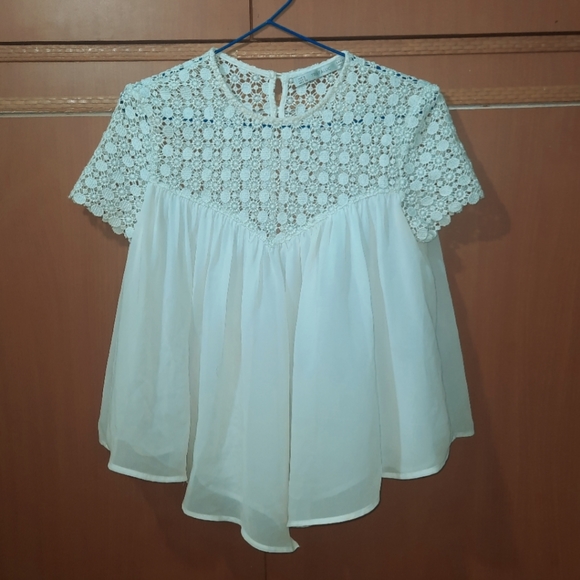 Zara crochet flare white top - Picture 4 of 6